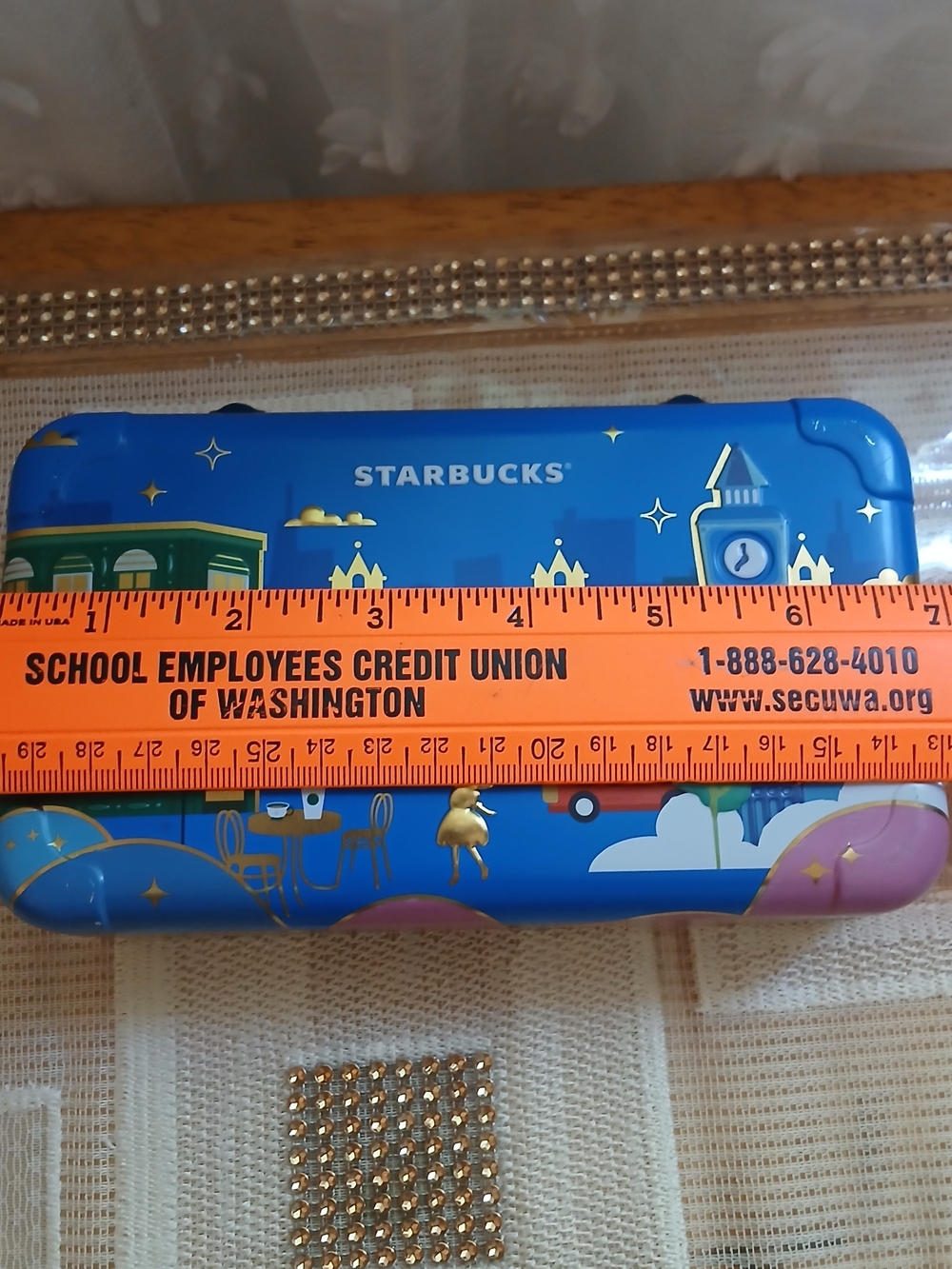 Starbucks Metal Mini Suitcase crossbody Container Purse Has A Little Dent - Picture 11 of 12